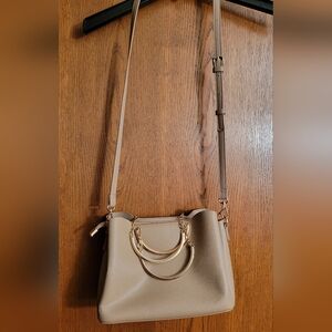 Forever 21 Tan Crossbody Bag with Gold Handles